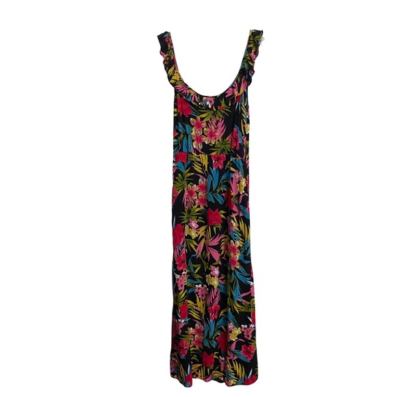 Lucy Love Black & Pink Tropical Maxi Dress Sweet Escape Maxi Dress, Ruffle Small - Picture 4 of 6